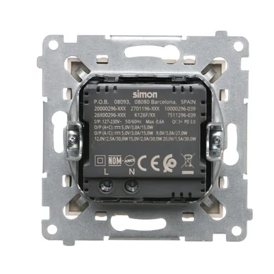 Simon 54 WMDZ-EC2CAQ-041 USB C+A charger (module), 30W, 230V; cream