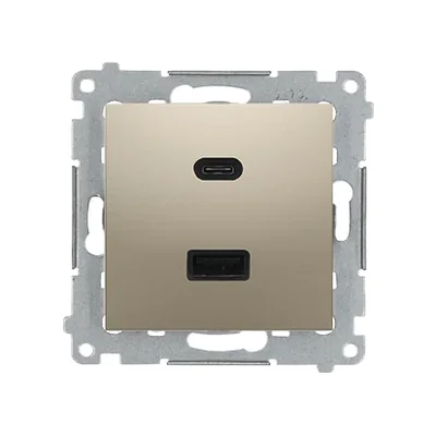 Simon 54 WMDZ-EC2CAQ-044 Ładowarka USB C+A (moduł), 30W, 230V; złoty mat