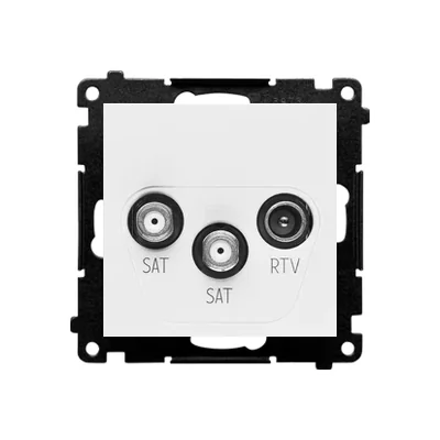 Simon 55 WMDA-021007-111 Double SAT-SAT-RTV satellite antenna socket (module). 2x Input: 5 MHz÷2.4 GHz; Matte white