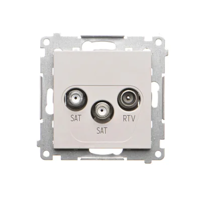 Simon 55 WMDA-021007-114 Double SAT-SAT-RTV satellite antenna socket (module). 2x Input: 5 MHz÷2.4 GHz; Matte light gray
