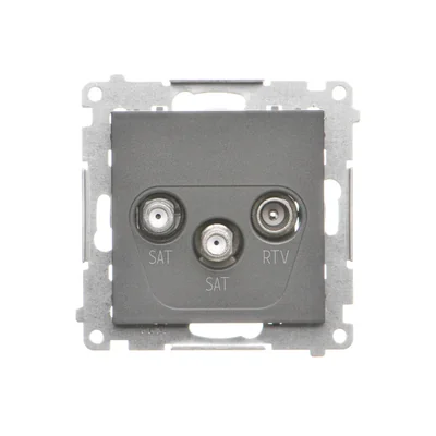 Simon 55 WMDA-021007-116 Doppelte SAT-SAT-RTV-Satellitenantennenbuchse (Modul). 2x Eingang: 5 MHz bis 2,4 GHz; Mattes Graphit