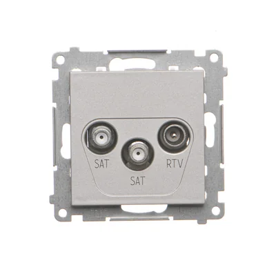 Simon 55 WMDA-021007-143 Double SAT-SAT-RTV satellite antenna socket (module). 2x Input: 5 MHz÷2.4 GHz; Matte aluminum
