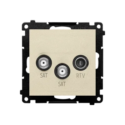 Simon 55 WMDA-021007-144 Double SAT-SAT-RTV satellite antenna socket (module). 2x Input: 5 MHz÷2.4 GHz; Matte champagne finish