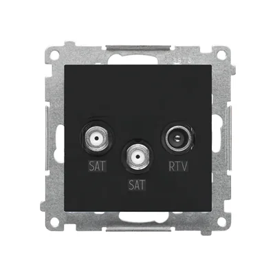 Simon 55 WMDA-021007-149 Double SAT-SAT-RTV satellite antenna socket (module). 2x Input: 5 MHz÷2.4 GHz; Matte black