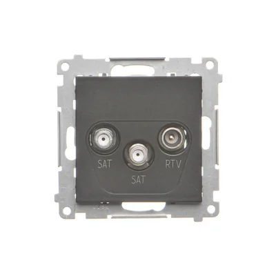 Simon 55 WMDA-021007-149 Double SAT-SAT-RTV satellite antenna socket (module). 2x Input: 5 MHz÷2.4 GHz; Matte black