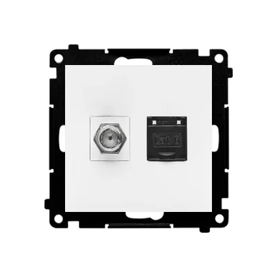 Simon 55 WMDA-12xxxx-111 Antennenbuchse Typ „F“ + RJ45 Kat. 6 (Modul); Mattweiß