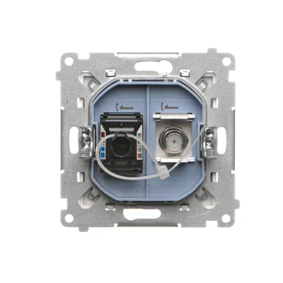 Simon 55 WMDA-12xxxx-111 Connecteur d'antenne type « F » + RJ45 cat.6 (module) ; Blanc mat