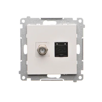 Simon 55 WMDA-12xxxx-114 Antennenbuchse Typ „F“ + RJ45 Kat. 6 (Modul); Hellgrau matt