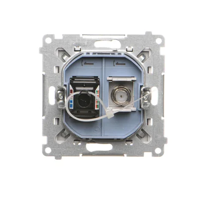 Simon 55 WMDA-12xxxx-114 Anténní zásuvka typ "F" + RJ45 kat. 6 (modul); Světle šedá matná