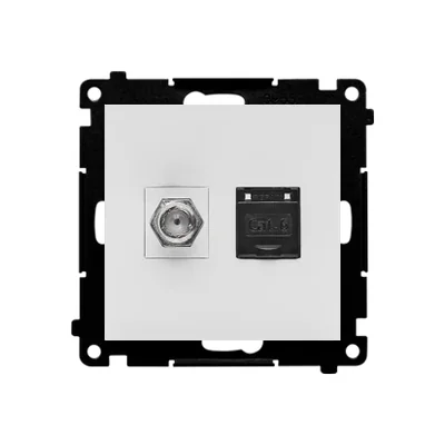 Simon 55 WMDA-12xxxx-114 Conector de antena tipo "F" + RJ45 cat.6 (módulo); Gris claro mate