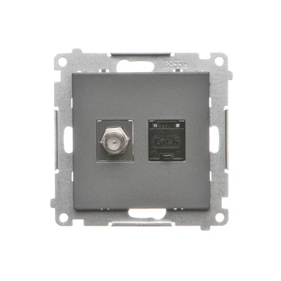 Simon 55 WMDA-12xxxx-116 Antennenbuchse Typ „F“ + RJ45 Kat. 6 (Modul); Mattgraphit