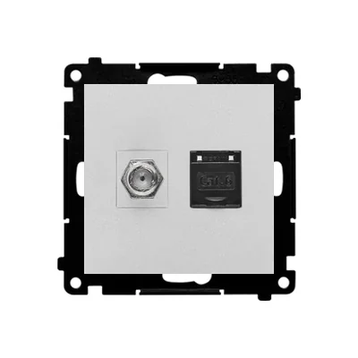 Simon 55 WMDA-12xxxx-143 Antenna socket type "F" + RJ45 cat.6 (module); Matt aluminum
