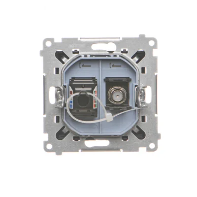 Simon 55 WMDA-12xxxx-149 Presa antenna tipo "F" + RJ45 cat.6 (modulo); Nero opaco