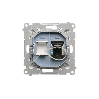 Simon 55 WMDA-P91xx5-111 Einzelne Computerbuchse RJ45 Kategorie 6 mit Staubschutzklappe (Modul); Mattweiß