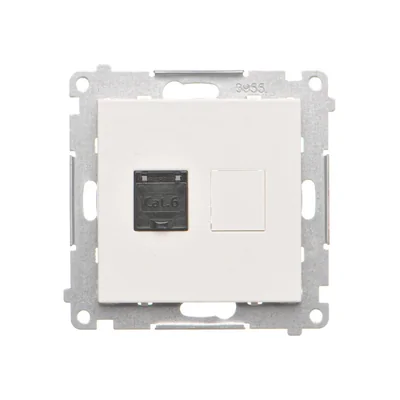 Simon 55 WMDA-P91xx5-111 Single computer socket RJ45 category 6, with anti-dust shutter (module); Matte white