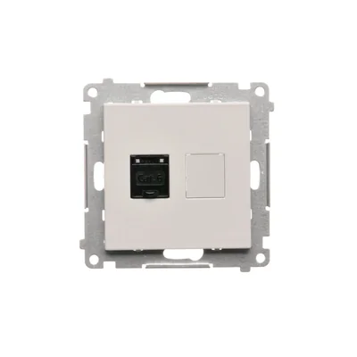 Simon 55 WMDA-P91xx5-114 Einzelne RJ45-Computerbuchse Kategorie 6 mit Staubschutzklappe (Modul); Matt hellgrau