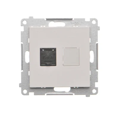 Simon 55 WMDA-P91xx5-114 Single computer socket RJ45 category 6, with anti-dust shutter (module); Matte light gray