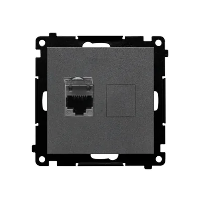 Simon 55 WMDA-P91xx5-116 Einzelne Computerbuchse RJ45 Kategorie 6 mit Staubschutzklappe (Modul); Mattgraphit