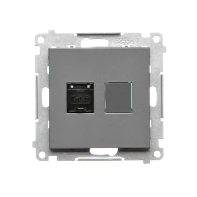 Simon 55 WMDA-P91xx5-116 Einzelne Computerbuchse RJ45 Kategorie 6 mit Staubschutzklappe (Modul); Mattgraphit