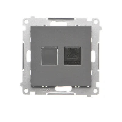 Simon 55 WMDA-P91xx5-116 Single computer socket RJ45 category 6, with anti-dust shutter (module); Matte graphite