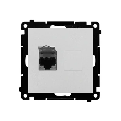 Simon 55 WMDA-P91xx5-143 Einzelne Computerbuchse RJ45 Kategorie 6 mit Staubschutzklappe (Modul); Aluminium matt