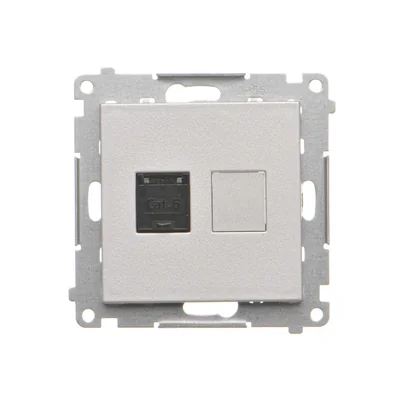 Simon 55 WMDA-P91xx5-143 Einzelne Computerbuchse RJ45 Kategorie 6 mit Staubschutzklappe (Modul); Aluminium matt