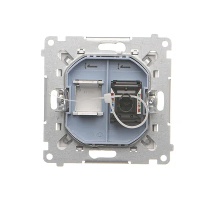 Simon 55 WMDA-P91xx5-143 Einzelne Computerbuchse RJ45 Kategorie 6 mit Staubschutzklappe (Modul); Aluminium matt