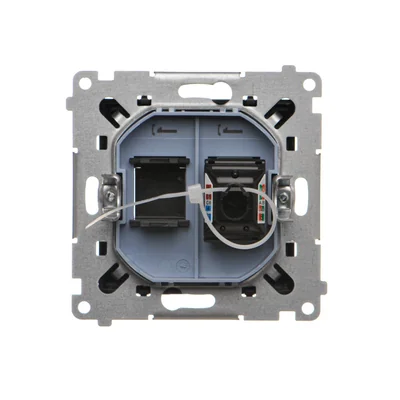 Simon 55 WMDA-P91xx5-149 Einzelne Computerbuchse RJ45 Kategorie 6 mit Staubschutzklappe (Modul); Mattschwarz