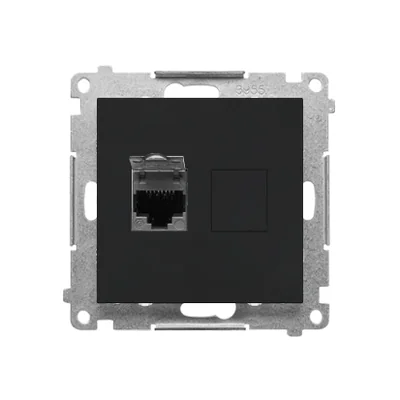 Simon 55 WMDA-P91xx5-149 Single computer socket RJ45 category 6, with anti-dust shutter (module); Matte black