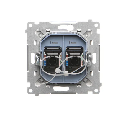 Simon 55 WMDA-P92xx5-111 Doppel-RJ45-Computerbuchse Kategorie 6 mit Staubschutzklappe (Modul); Mattweiß