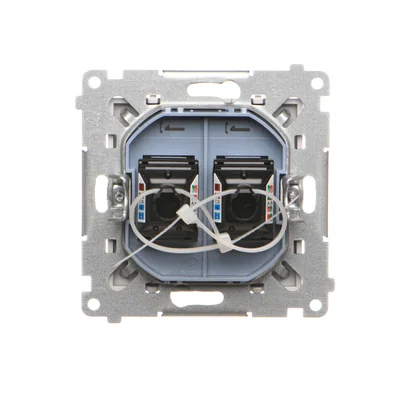 Simon 55 WMDA-P92xx5-114 Double RJ45 computer socket category 6, with anti-dust shutter (module); Light gray matte