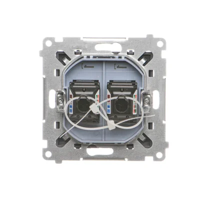 Simon 55 WMDA-P92xx5-116 Doppel-RJ45-Computerbuchse Kategorie 6 mit Staubschutzklappe (Modul); Mattgraphit