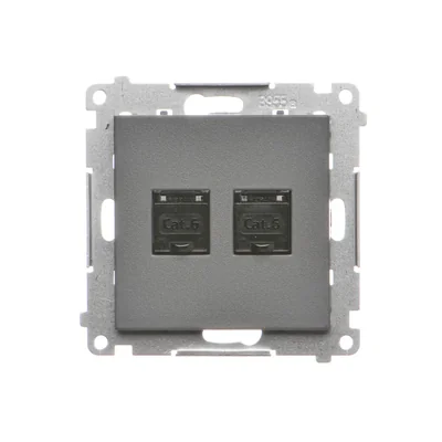 Simon 55 WMDA-P92xx5-116 Double RJ45 computer socket category 6, with anti-dust shutter (module); Matte graphite