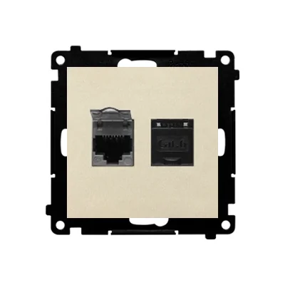 Simon 55 WMDA-P92xx5-144 Double RJ45 computer socket category 6, with anti-dust shutter (module); Champagne matte