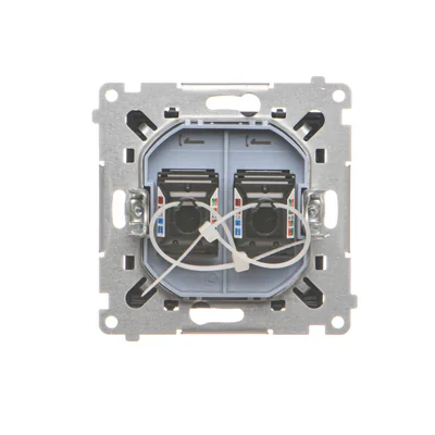 Simon 55 WMDA-P92xx5-149 Doppel-RJ45-Computerbuchse Kategorie 6 mit Staubschutzklappe (Modul); Mattschwarz