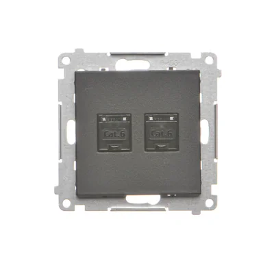 Simon 55 WMDA-P92xx5-149 Double RJ45 computer socket category 6, with anti-dust shutter (module); Matte black