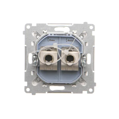 Simon 55 WMDA-P93xx6-111 Double RJ45 computer socket category 6, shielded with anti-dust shutter (module); Matte white