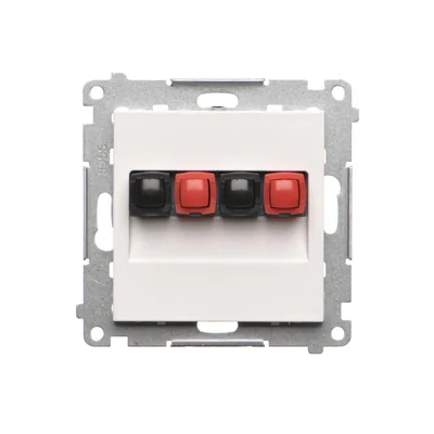 Simon 55 WMDG-01200x-111 2-way loudspeaker socket (module). Input and output wire cross-section 2.5 mm2; Matte white