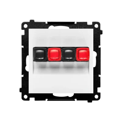 Simon 55 WMDG-01200x-111 2-Wege-Lautsprecherbuchse (Modul). Eingangs- und Ausgangsdrahtquerschnitt 2,5 mm²; Mattweiß
