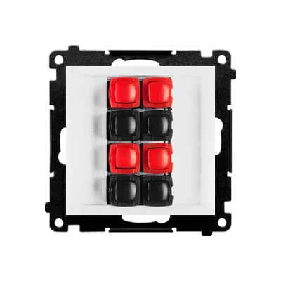 Simon 55 WMDG-01300x-111 4-way loudspeaker socket (module). Input and output wire cross-section 2.5 mm2; Matte white