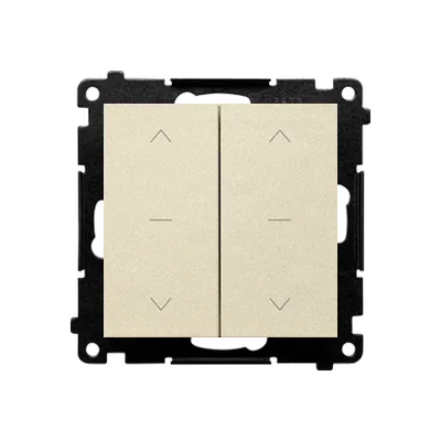 Simon 55 WMDL-0106L2-144 Interruptor doble de tres posiciones para persiana enrollable 1-0-2 (módulo) 10 A, 250 V~, conectores rápidos; Champagne mate
