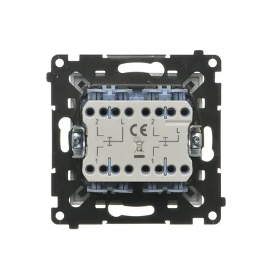 Simon 55 WMDL-040124-144 Doppelrollladenknopf, drei Positionen, 1-0-2 (Modul), 10 A, 250 V~, Schnellanschlüsse; Matt-Champagner