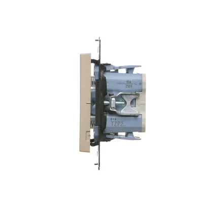 Simon 55 WMDL-040124-144 Doppelrollladenknopf, drei Positionen, 1-0-2 (Modul), 10 A, 250 V~, Schnellanschlüsse; Matt-Champagner