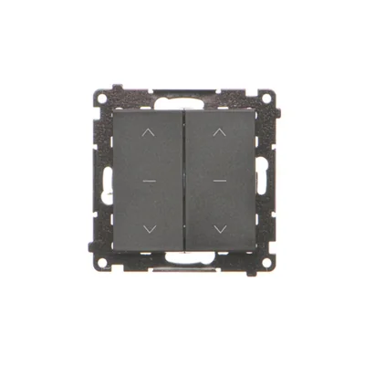 Simon 55 WMDL-040124-149 Doppelrollladentaster, drei Positionen, 1-0-2 (Modul), 10 A, 250 V~, Schnellanschlüsse; Mattschwarz