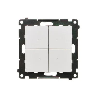 Simon 55 WMDL-TEW4-111 4-Wege-Elektronikschalter mit Druckknopf- oder Timerfunktion zur unabhängigen Steuerung von 4 Stromkreisen, 230 V (Modul); Mattweiß