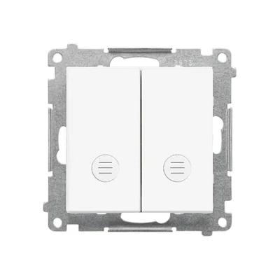 Simon 55 WMDL-TW6-2L2X-111 Double stair switch with backlight without pictogram - separate backlight for each button (module) 10 AX, 250 V~, quick connectors; Matt white