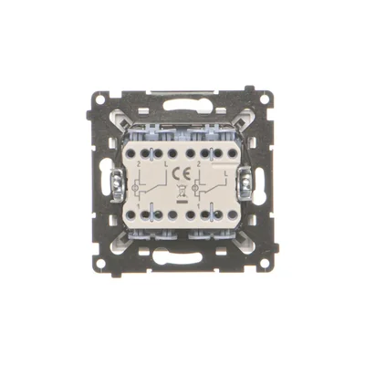 Simon 55 WMDL-TW6-2L2X-111 Interruptor doble para escaleras con retroiluminación sin pictograma - retroiluminación independiente para cada botón (módulo) 10 AX, 250 V~, conectores rápidos; blanco mate