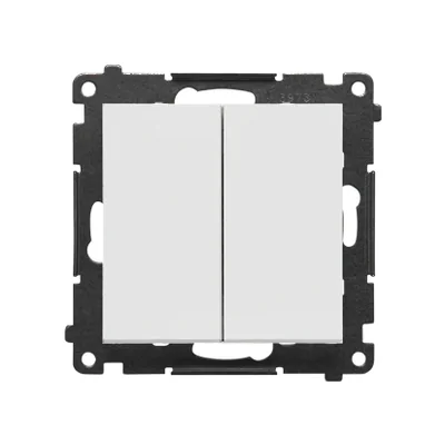 Simon 55 WMDL-TW7-2L2X-114 Doppelkreuzstecker mit Beleuchtung ohne Piktogramm (Modul) 10 AX, Schnellverbinder; Hellgrau matt