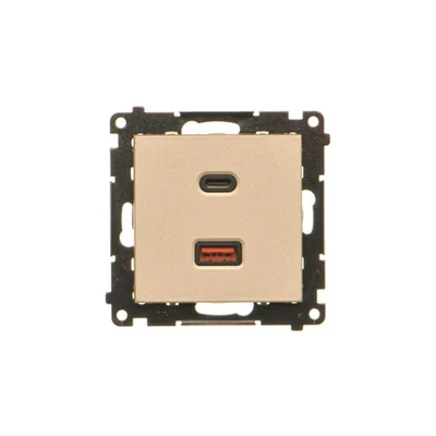 Simon 55 WMDS-0042L2-144 USB C+A Charger (Module), 30W, 230V; Champagne Matte