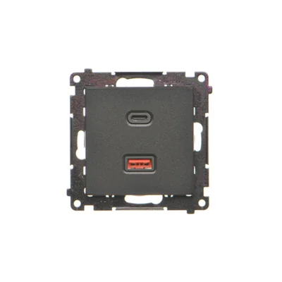 Simon 55 WMDS-0042L2-149 Caricabatterie USB C+A (Modulo), 30W, 230V; Nero opaco